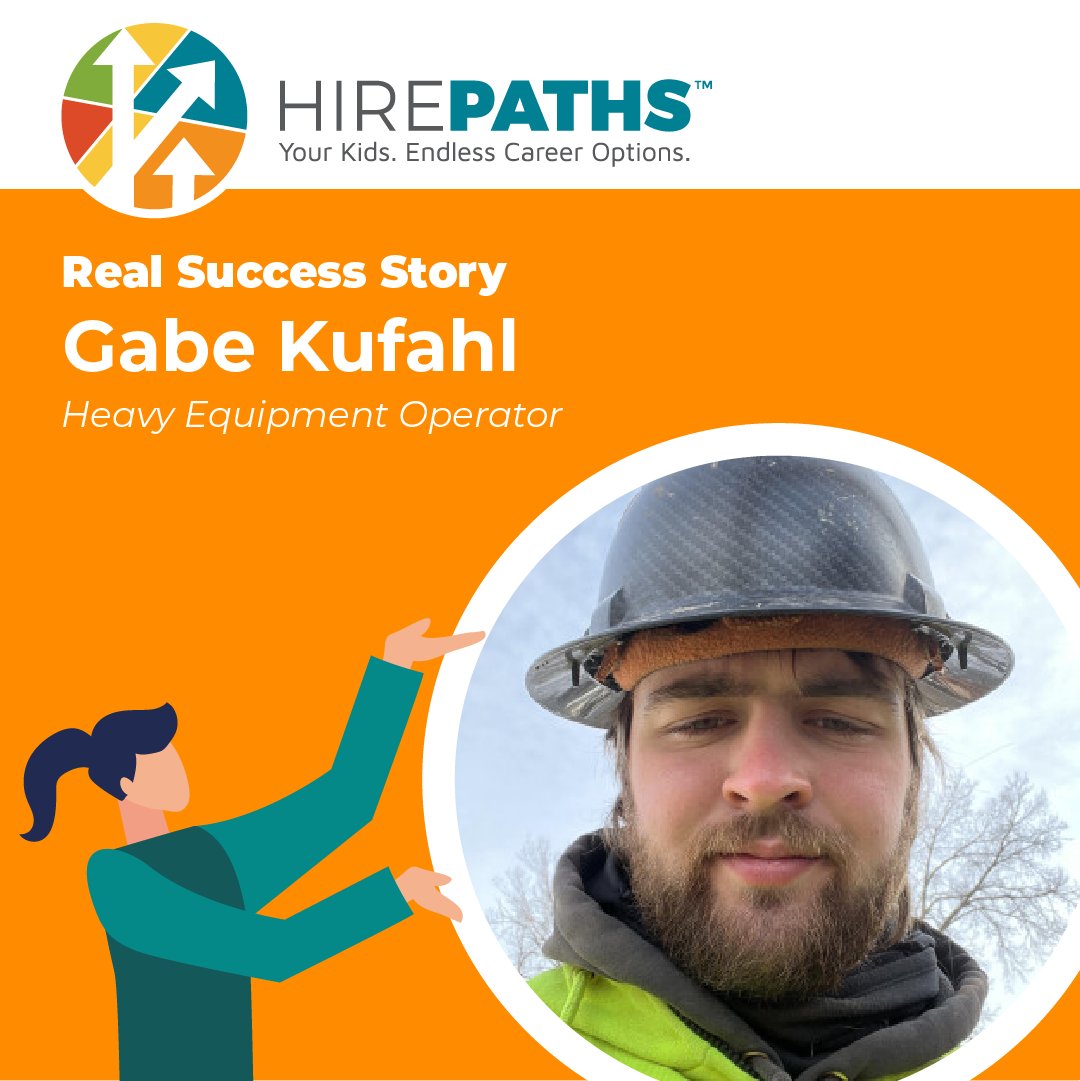 🔗: bit.ly/3Gma5Fc

When Gabe Kufahl was in high school, he started noticing construction projects around town and watching heavy equipment videos on social media. That's when he realized a career in construction was for him. Today, he's a heavy equipment operator.