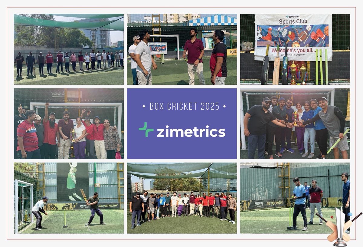 The Zimetrics Box Cricket Tournament 2025 wrapped up with epic moments, crazy energy, and unforgettable sportsmanship on full display!
 
Let’s keep the spirit of sport alive — until next time!
 
#ZimetricsCricketFever #BoxCricket2025 #GoodVibes #GameChangers #TeamFun