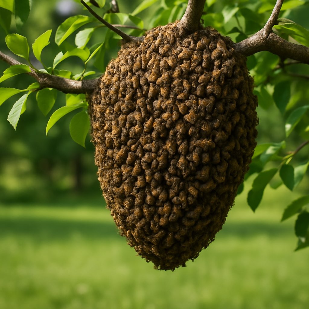 Swarm season is here! 
Seeing a buzzing ball of bees in your yard, tree, or shed? Don’t spray — call local beekeepers for safe swarm removal!.

#LocalBeeRemoval #SwarmSeason #SupportLocal #SaveTheBees
