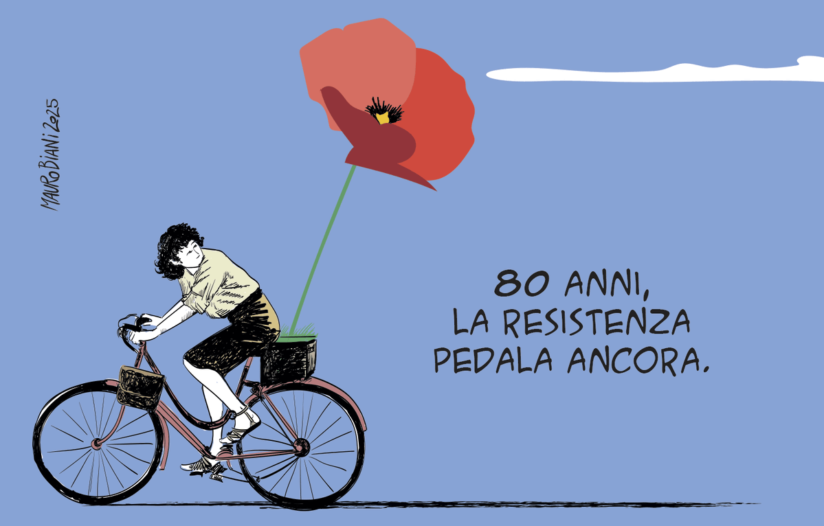 Mauro Biani (@maurobiani) on Twitter photo #80anni #Resistenza #Liberazione #Democrazia #Italia #25aprile sempre.
Siamo giovani, pedaliamo.
Oggi per <a href="/repubblica/">Repubblica</a> #80anni #Resistenza #Liberazione #Democrazia #Italia #25aprile sempre.
Siamo giovani, pedaliamo.
Oggi per <a href="/repubblica/">Repubblica</a>