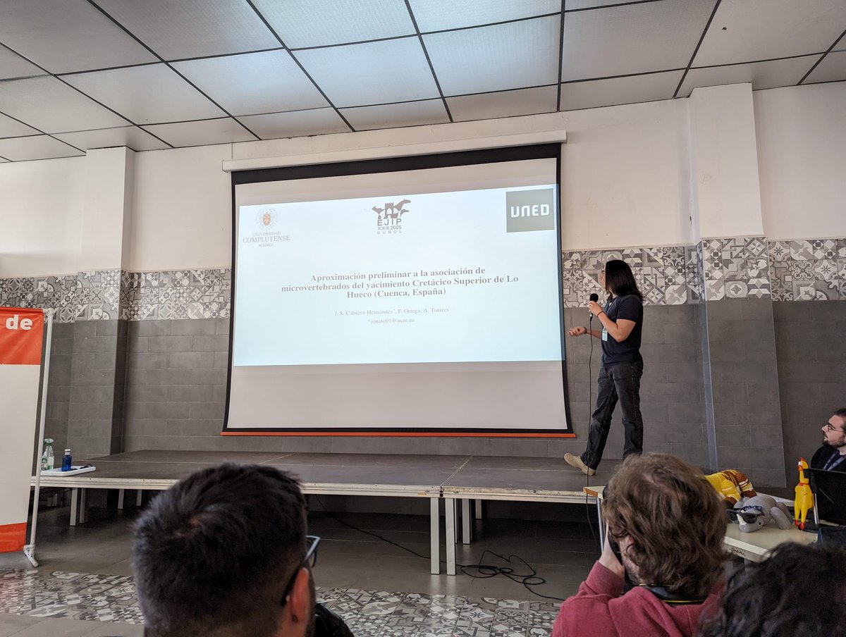 toriceslab's tweet image. Jonathan ha presentado en el @EJIP2025 un análisis sobre los microvertebrados del yacimiento de Lo Hueco (Cretácico superior, Cuenca). ¡Enhorabuena Jonathan! @geologicasUCM @UNED @unicomplutense @frco_ortega @atorices_angie