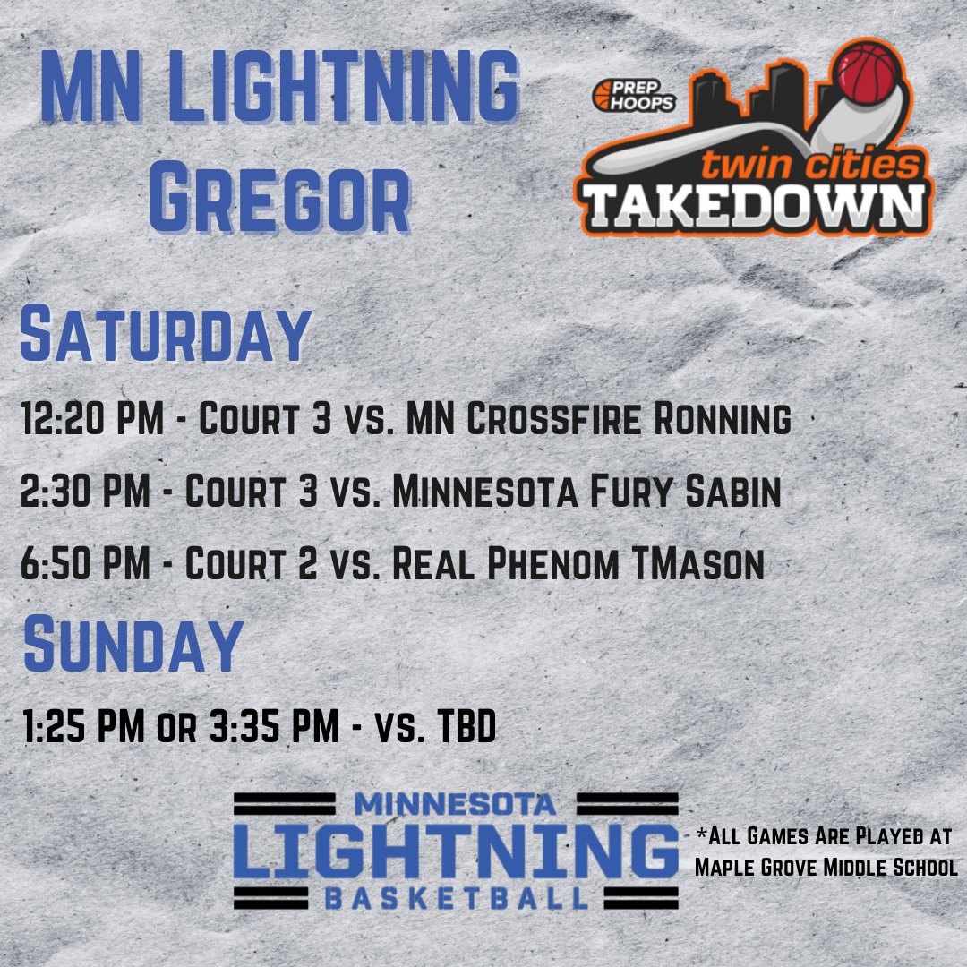 16u-Gregor Prep Hoops Twin Cities Takedown Schedule for this weekend