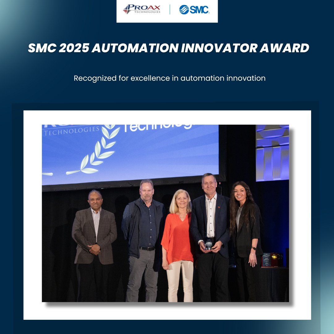 🏆 We’re honored to receive the 2025 Automation Innovator Award from <a href="/SMCCorporation/">SMC USA</a>
This recognition celebrates our commitment to advancing automation solutions. Huge thanks to our dedicated team and our partners at SMC for the continued collaboration!