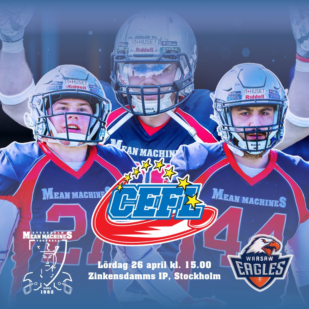 Stockholm Mean Machines (@smm_football) on Twitter photo Efter tre raka segrar i Superserien ger sig Stockholm Mean Machines in i CEFL nu till helgen nÀr de regerande polska mÀstarna <a href="/WarsawEagles/">Warsaw Eagles</a> kommer pÄ besök. Avspark pÄ Zinkensdamms IP lördagen den 26 april k. 15. Mer om matchen: meanmachines.se/nyheter/?ID=28⊠#GoSMM Efter tre raka segrar i Superserien ger sig Stockholm Mean Machines in i CEFL nu till helgen nÀr de regerande polska mÀstarna <a href="/WarsawEagles/">Warsaw Eagles</a> kommer pÄ besök. Avspark pÄ Zinkensdamms IP lördagen den 26 april k. 15. Mer om matchen: meanmachines.se/nyheter/?ID=28⊠#GoSMM