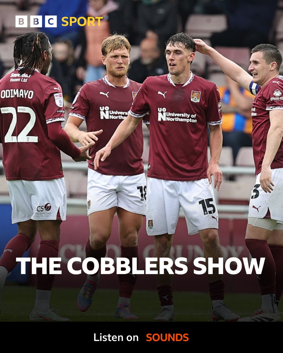 BBC Sport Northants (@bbcsportnhants) on Twitter photo The Cobblers Show 👞
League One football is assured for next season!
Hear from:
- Kelvin Thomas on staying up ⬆️
- James Whiting on a big summer ahead 🔄
- Kevin Nolan on players' future's 📋
- Crawley Town 🔴
6pm | <a href="/BBCNorthampton/">BBC Northamptonshire</a> | <a href="/BBCSounds/">BBC Sounds</a> #ntfc The Cobblers Show 👞
League One football is assured for next season!
Hear from:
- Kelvin Thomas on staying up ⬆️
- James Whiting on a big summer ahead 🔄
- Kevin Nolan on players' future's 📋
- Crawley Town 🔴
6pm | <a href="/BBCNorthampton/">BBC Northamptonshire</a> | <a href="/BBCSounds/">BBC Sounds</a> #ntfc