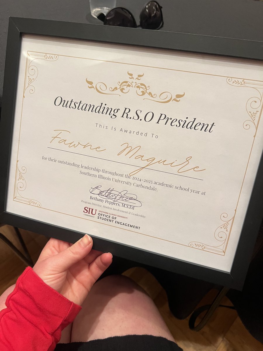The Women in Aviation—Saluki Aviators Chapter is proud to recognize a remarkable achievement from this year’s Students of Distinction Awards Ceremony. Fawne Maguire, Chapter President, was awarded the title of Outstanding RSO President!