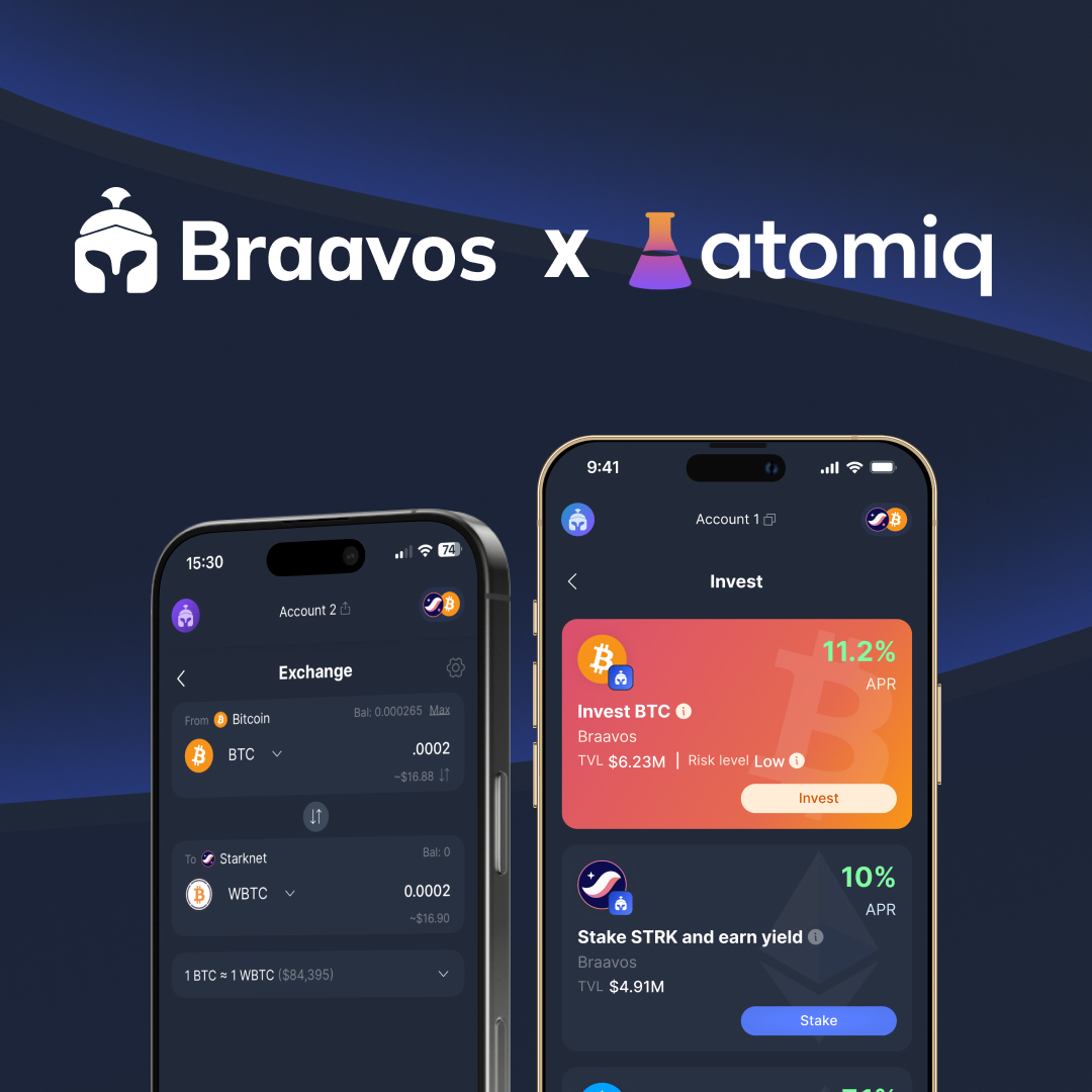 Braavos - Your Bitcoin & Starknet Wallet (@mybraavos) on Twitter photo Earn up to 10% yield on your BTC with Braavos Bitcoin Earn— featuring seamless bridging by <a href="/atomiqlabs/">atomiq labs 🧪</a>!
Atomiq delivers trustless cross-chain swaps between Bitcoin & Starknet enabling your BTC to earn yield with no lockups.
Let’s dive in 👇 Earn up to 10% yield on your BTC with Braavos Bitcoin Earn— featuring seamless bridging by <a href="/atomiqlabs/">atomiq labs 🧪</a>!
Atomiq delivers trustless cross-chain swaps between Bitcoin & Starknet enabling your BTC to earn yield with no lockups.
Let’s dive in 👇
