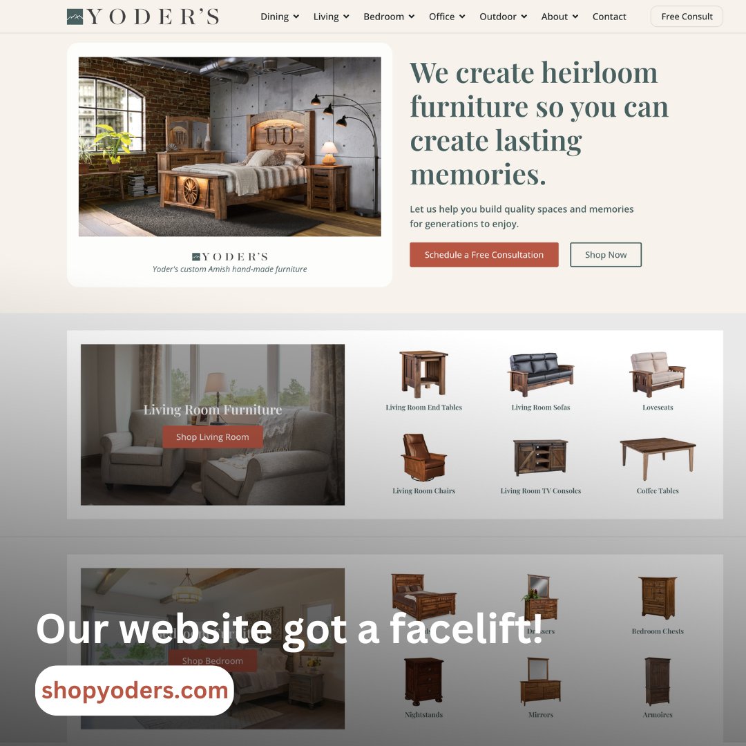 furnitureyoder's tweet image. 🚀 Our website got a glow-up! 🖥️✨ Now even easier to find your dream furniture or book a consultation. Dive in and explore the magic! 💻 1l.ink/8D3NHRL

#YodersHomeFurnishings #Westcliffe #AmishFurniture #ColoradoAmish #HandcraftedFurniture #BookYourConsultation