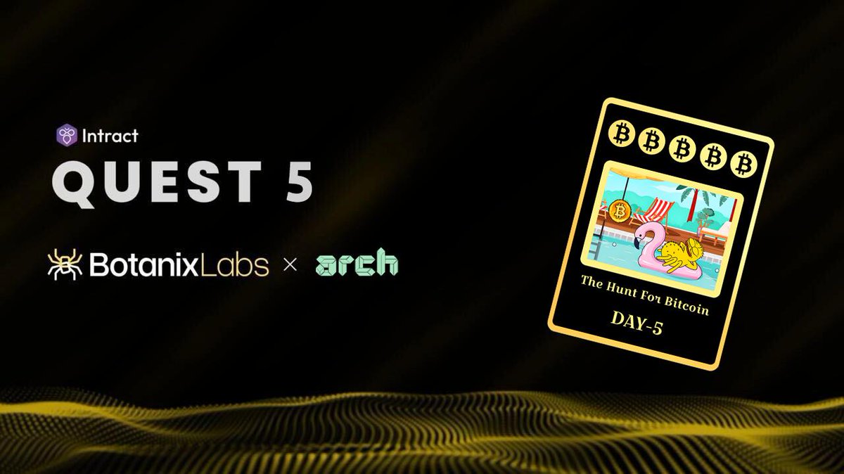 Arch | Live on Testnet! 🟢 (@arch_swap) on Twitter photo It's official - our quest with <a href="/BotanixLabs/">Botanix Labs 🕷</a> & <a href="/IntractQuests/">Intract Quests</a> is now live! 🟢
Complete the quest now:
quest.intract.io/quest/67f76443… It's official - our quest with <a href="/BotanixLabs/">Botanix Labs 🕷</a> & <a href="/IntractQuests/">Intract Quests</a> is now live! 🟢
Complete the quest now:
quest.intract.io/quest/67f76443…