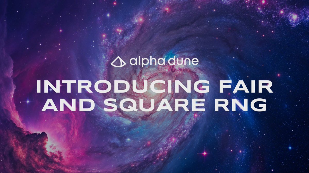 Provably fair is no longer enough.

Fair and Square is our answer — an open-source RNG standard built for verifiability, speed, and zero trust.

Enforced by smart contracts, optimized for Alpha Dune Network.

Learn more: alphadune.substack.com/p/introducing-…