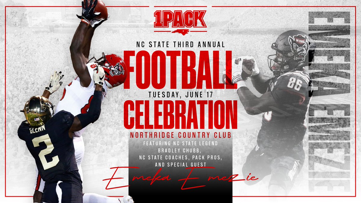 Add another big time VIP to the list of stars attending our third annual football celebration on June 17. This guy had some of the biggest catches in Wolfpack history and we can't wait to see him again. <a href="/Emekaemezie/">Emeka</a> 

us.givergy.com/OnePack/?contr…