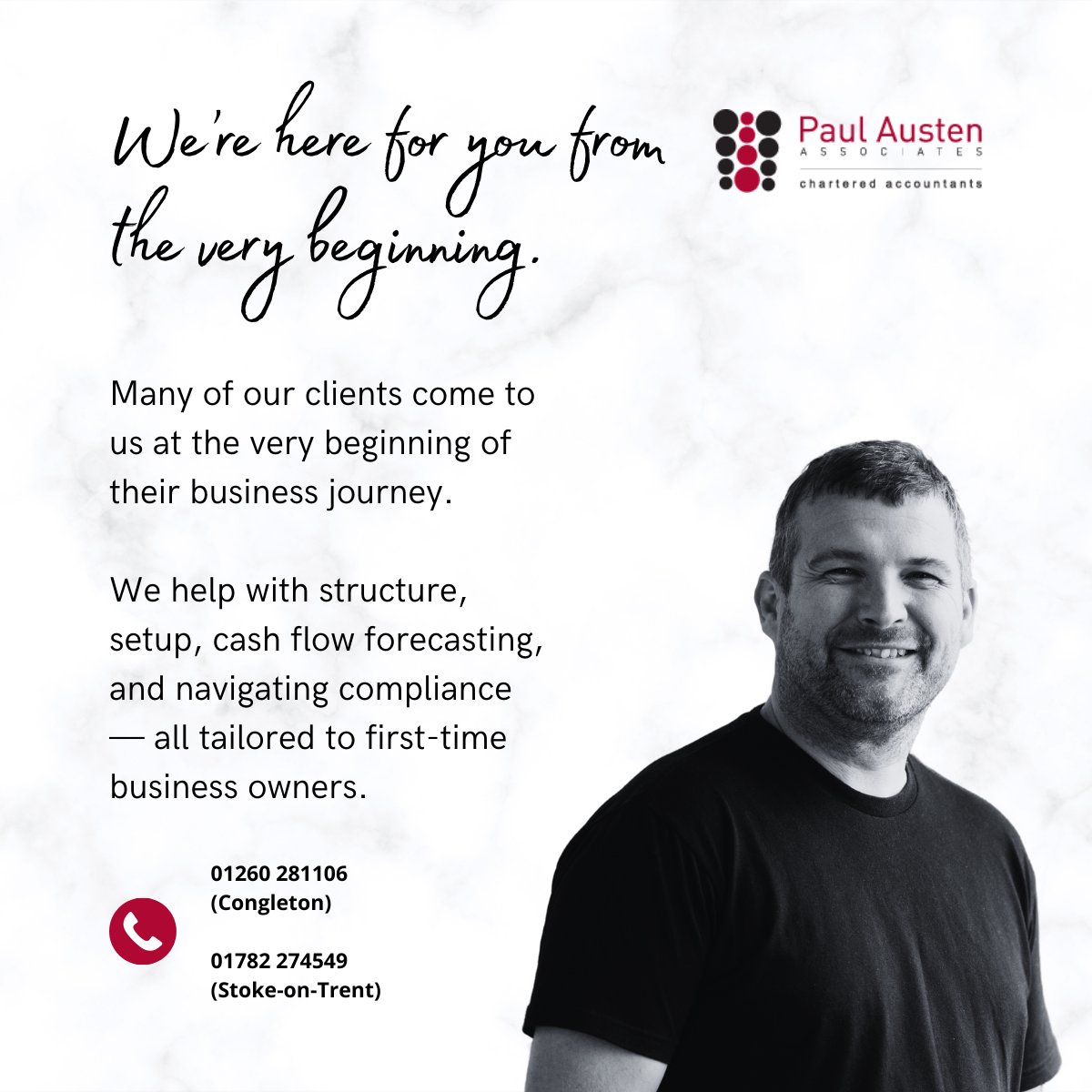 We appreciate that starting your own business is tough - that's why we support new start-ups with a whole host of processes to help your business get its feet off the ground.

Choose Paul Austen Associates.

paulausten.co.uk

#StartUps #Business #Tax #Accountants