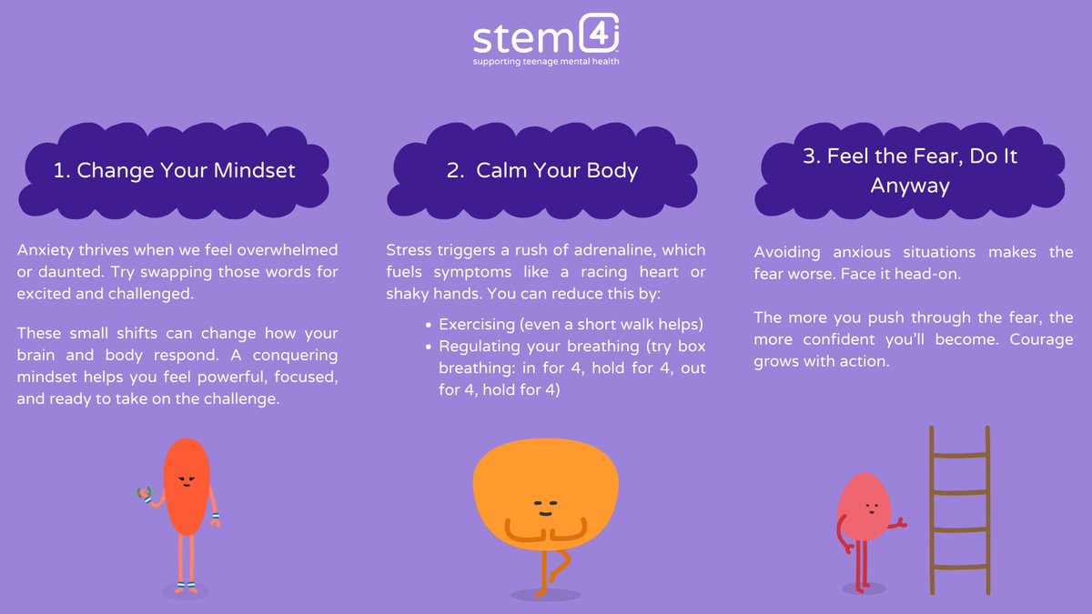 stem4org's tweet image. Stressed about exams? You’re not alone. 💭 Dr. Nihara Krause shares tips to shift your mindset, calm your body & feel more in control. You've got this. 💪
📱 Need support now? Try the @clearfearapp
clearfear.stem4.org.uk
#ExamSeason #MentalHealthMatters #ClearFear