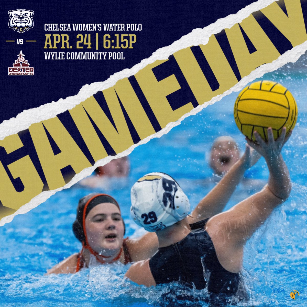 ‼️RIVALRY GAME DAYYY‼️

Dawgs take the shortest road trip of the year into rival territory as we look to DOWN THE SHIP!! #dawgsgottaeat 
🔥🐾🤽‍♀️

🆚: @dexterwwpolo 
📍: Dexter, MI
🏟️: Wylie Community Pool
⌚️: V 6:15p // JV 7:15p
🎟️: $6 via GoFan