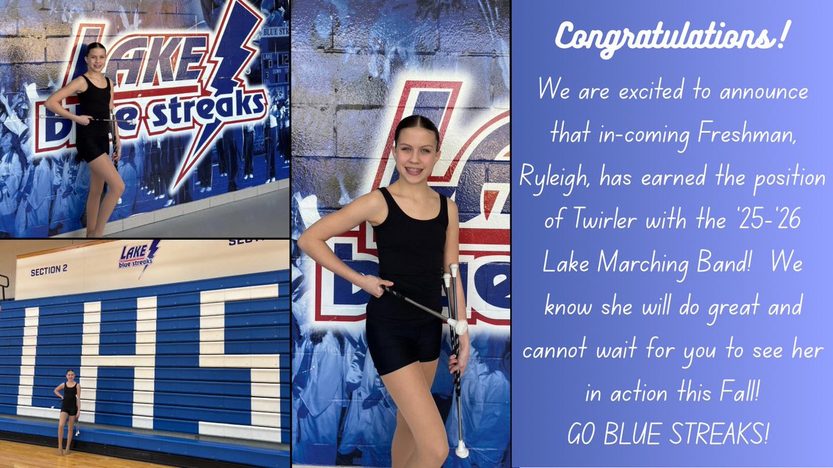 Congratulations to next year’s Lake Twirler!  <a href="/LakeLocalSD/">Lake Local Schools</a>