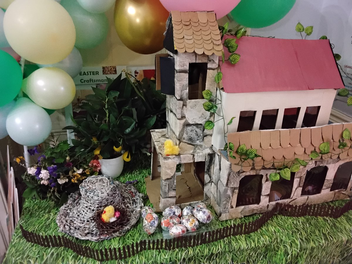 thermbi's tweet image. Continuing our #sustainability initiative, residents at Zetland Court. in #Bournemouth creatively crafted a cathedral from Easter chocolate eggs boxes. βͺοΈ