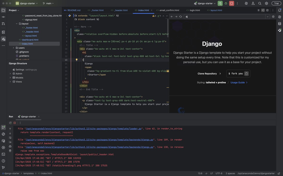 achinga_chris's tweet image. Django is 20 years old ...

i have used is for roughly 3 years, and it serves me well ...

lemme try and do a 20 Days of Django thingy, where i do stuff and talk about Django(and maybe Python) until people hate me,

i will also try @pycharm - i got the trial for pro features for…