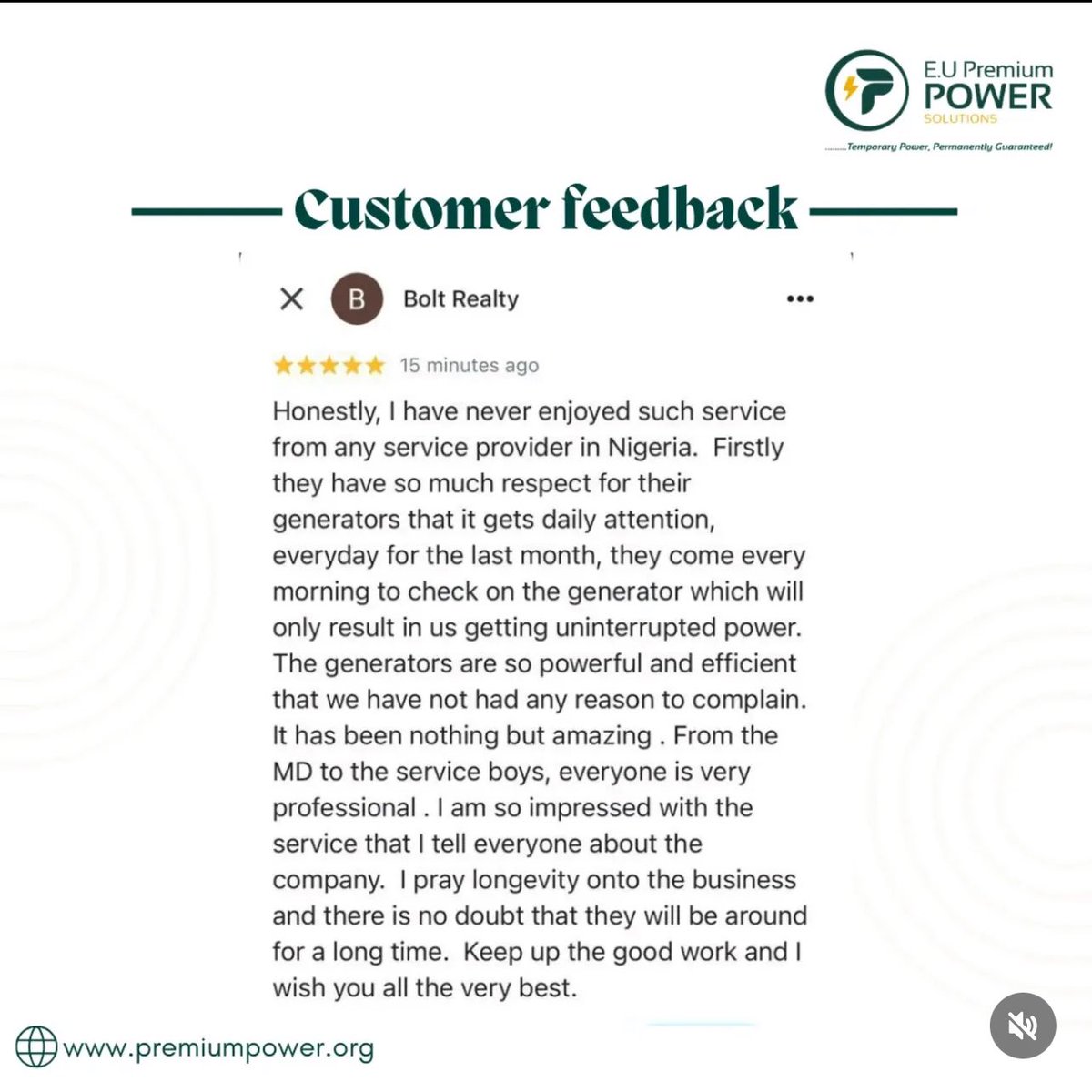 ppsolutions_'s tweet image. We aim to give our customers the very best experiences.

Call us on 08099700004 or 09160205000

#premiumpower #generatorrentalsinlagos  #generatorforrent #eventvendors 
#NoMoreBlackouts #ReliablePower #ppsrental