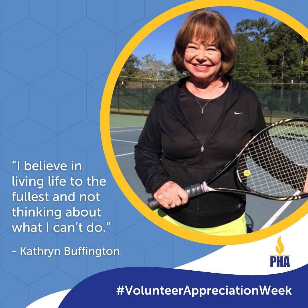 PHAssociation's tweet image. Kathryn Buffington has been living with #PH for 19 years and volunteers as a peer mentor to help other patients manage their PH.
Learn more about how you can get involved with the PH community: ow.ly/is9e50VCnOX