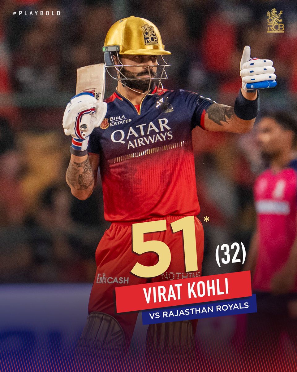 32-ball fifty with 32 runs in boundaries! 🤌

King Kohli brings up his 5th one for the season. 👑

#PlayBold #ನಮ್ಮRCB #IPL2025 #RCBvRR