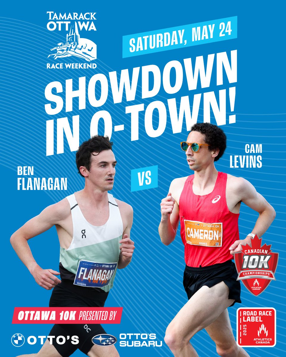 Tamarack Ottawa Race Weekend (@ottawaracewknd) on Twitter photo Two stars. One title. Zero room for error. It’s a battle for Canadian running supremacy. <a href="/CamLevins/">Cam Levins</a> & <a href="/bennyflanagan/">Ben Flanagan</a>, are set to collide in a showdown for the <a href="/AthleticsCanada/">Athletics Canada</a> Canadian 10K Championships at Tamarack Ottawa Race Weekend. runottawa.ca/news-item/olym… Two stars. One title. Zero room for error. It’s a battle for Canadian running supremacy. <a href="/CamLevins/">Cam Levins</a> & <a href="/bennyflanagan/">Ben Flanagan</a>, are set to collide in a showdown for the <a href="/AthleticsCanada/">Athletics Canada</a> Canadian 10K Championships at Tamarack Ottawa Race Weekend. runottawa.ca/news-item/olym…
