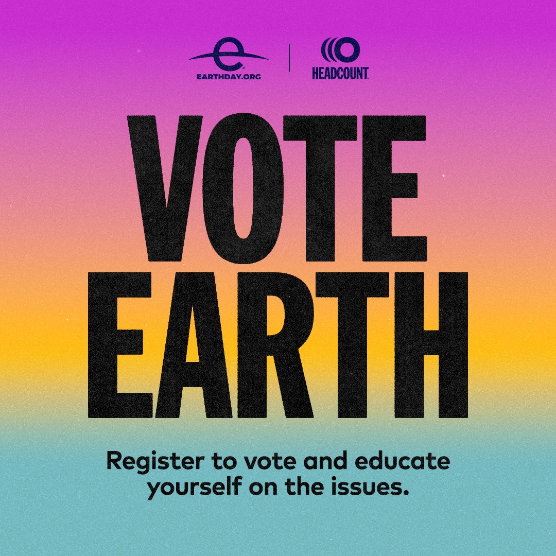 #EarthDay doesn't end on April 22 -- it's a movement that builds a brighter future. By educating yourself on the issues, you can build a more sustainable world through your vote. Make sure you're registered to vote and #VoteEarth at earthday.org/campaign/vote-…