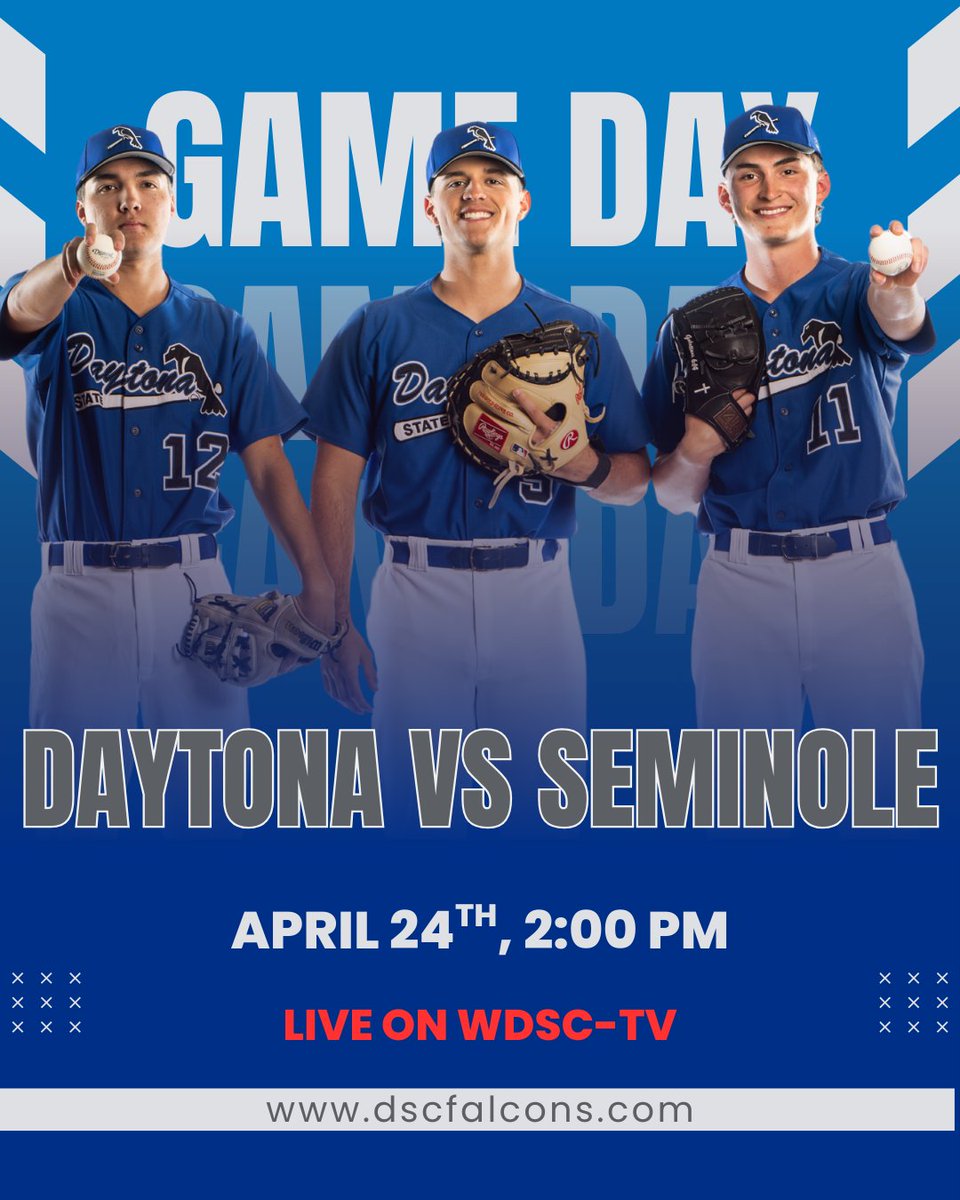 IT'S GAME DAY! Come out and support your Falcons as they take on the Raiders of Seminole State in the FINAL WDSC-TV game of the year! First pitch is at 2PM 💙⚾️💙