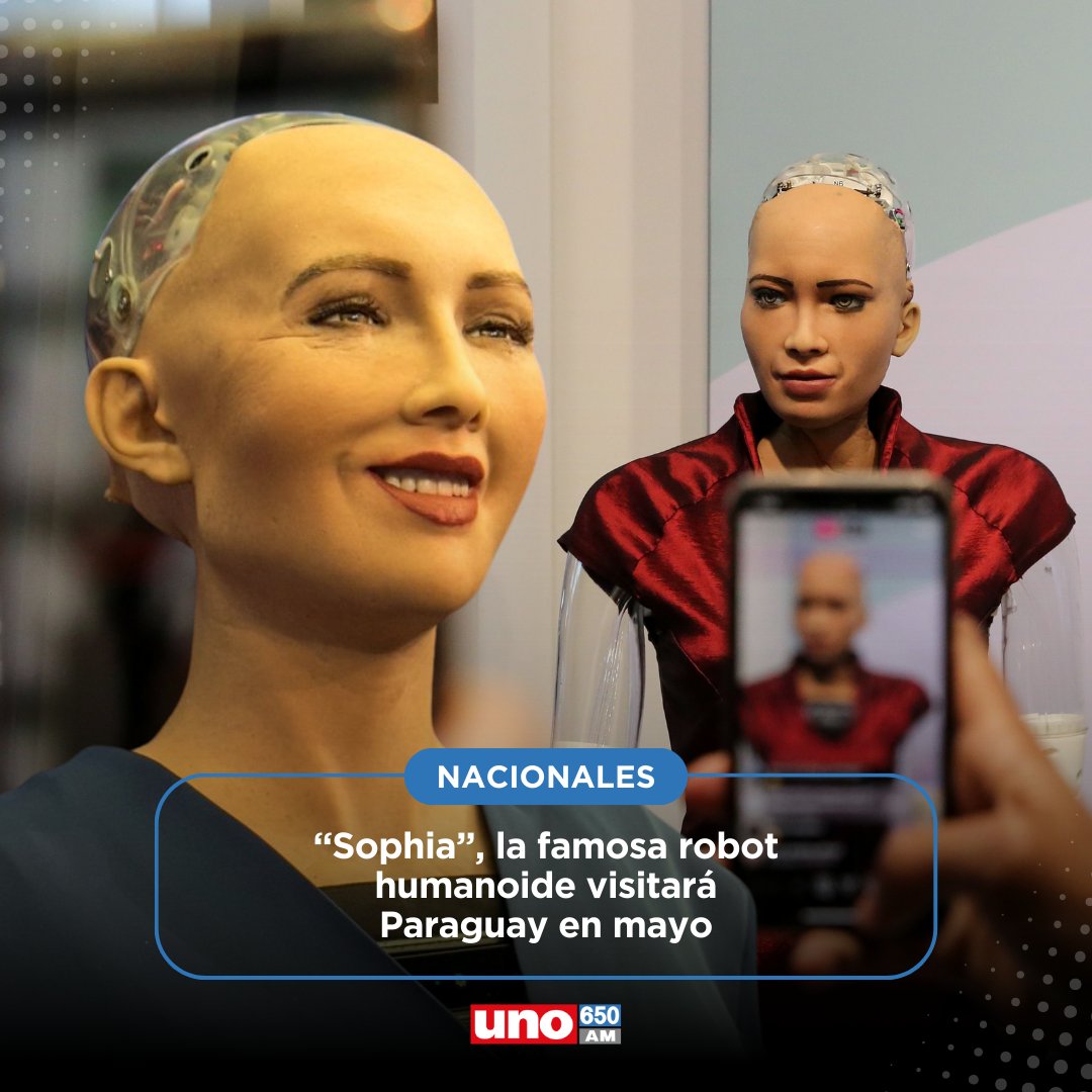 treintamastv's tweet photo. 🔴La famosa robot humanoide #Sophia llega a Paraguay en mayo
👉En el marco del 25.º aniversario de la #CEMAP y la celebración por primera vez del Día de la Maquila en Paraguay, gracias al decreto firmado por el presidente Peña en el 2024.
◾️Sophia será la conferencista central de un conversatorio donde se tocarán temas claves. "Ya que almacena varios datos, creemos que puede arrojar información interesante", mencionó la presidenta de la CEMAP, Carina Daher.
📅La actividad será desarrollada el próximo 7 de mayo, en el Banco Central del Paraguay. "Es un evento cerrado, pero vamos a estar haciendo activaciones a través de las redes sociales para poder compartir con los seguidores y que puedan tener la oportunidad de ser parte de este evento", agregó Daher.
🔴Escuchá EN VIVO: https://t.co/B1dRsH6GxU
📲WhatsApp: (0976) 650-650.
#MásFútbol #MásActualidad
#RadioUNO | #650AM