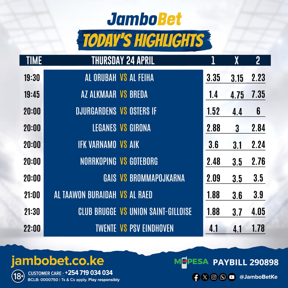 Oya... Unacheki hio time? Ndio hio masaa ya kuseti. Tunaanza kusonga.

jambobet.co.ke/Sport
#ChezaTukusort
#PlayResponsibly