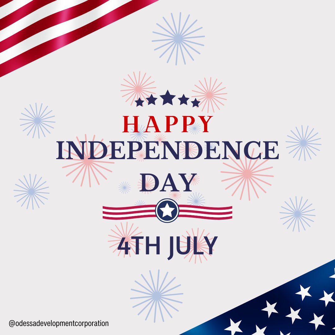 odessa_develop's tweet image. Wishing everyone a Happy 4th of July from the Odessa Development Corporation! 🎆 🎇