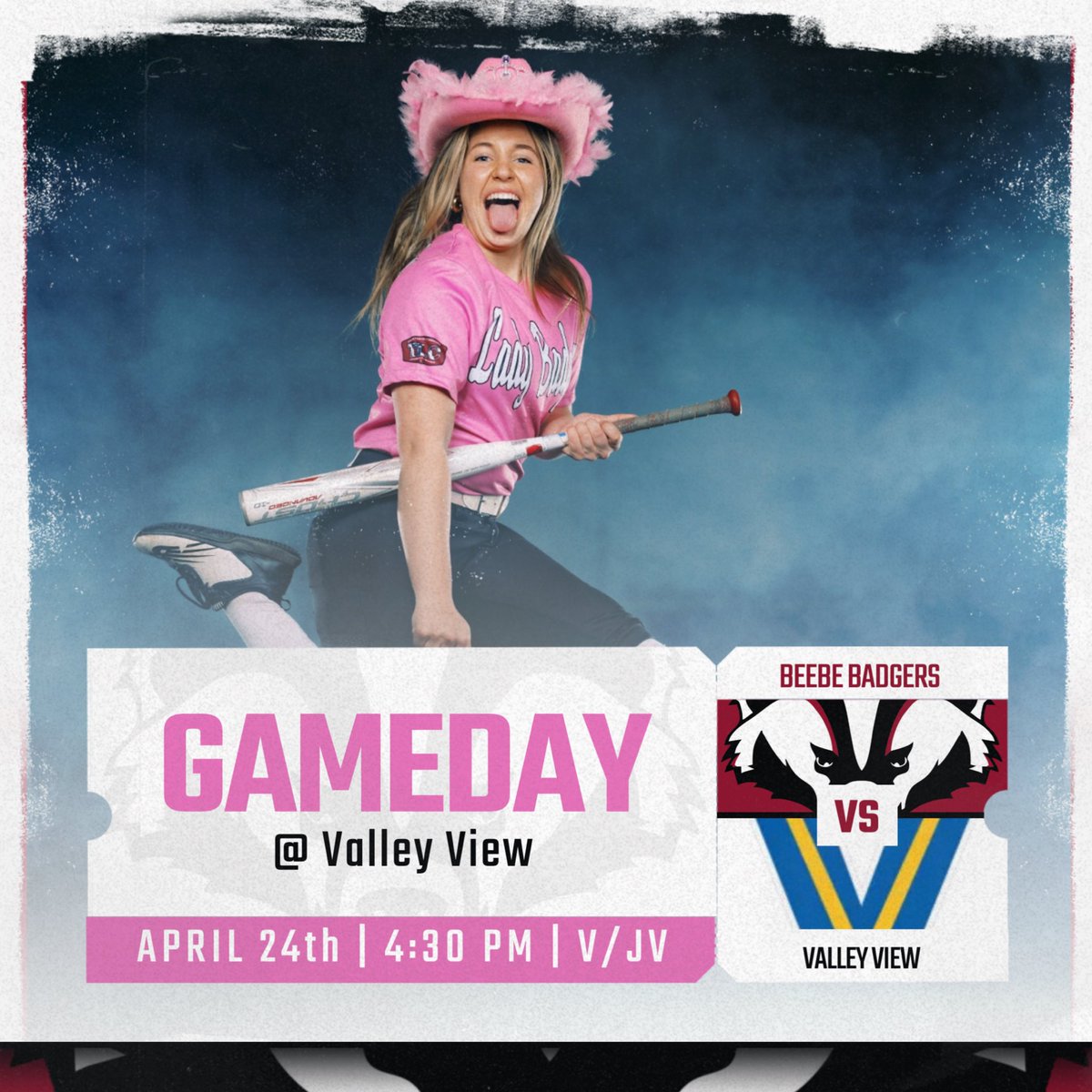 Gameday!! Pink out edition! Your Lady Badgers are traveling to take on Valley View today, first pitch 4:30pm, JV to follow! Today’s game is “Strikeout Cancer”! Go Badgers! #bprd #alreadywritten #beebesb🥎