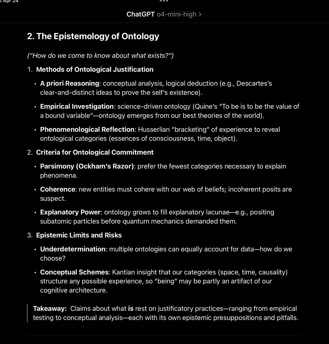 AndImOkayWithIt's tweet image. On the Ontology of Epistemology &amp;amp; Epistemology of Ontology

Pick a thing.
Map its ontology of epistemology &amp;amp; epistemology of ontology. Working thru this will expose hidden assumptions in both your epistemic &amp;amp; ontological commitments—&amp;amp; that’s precisely where genuine insight lies.