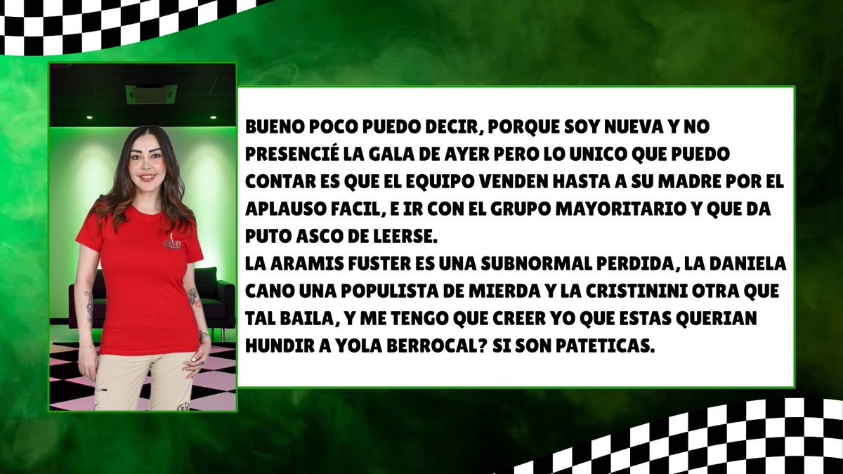 @PatriciaBigRace asegura que el equipo rosa busca el aplauso fácil, además critica a @CristiniBigRace y <a href="/AramisBigRace/">Aramis Fuster💘</a> 

 #BigRaceGala2