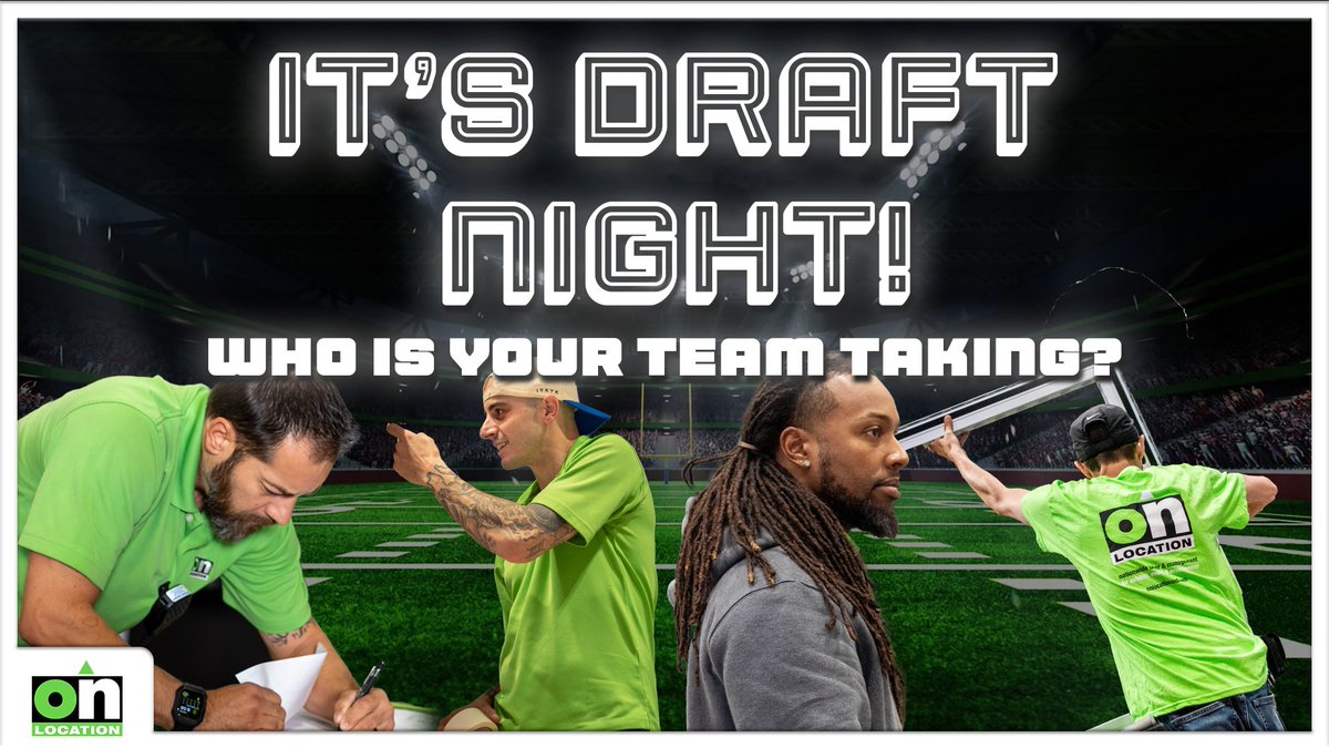 TradeShowLabor's tweet photo. While teams are drafting quarterbacks and defensive ends, On Location is busy picking leads and labor crews! We’re just as excited for this year’s NFL Draft.
 
Who do you think will go number one overall? https://t.co/eCMcarPMO6