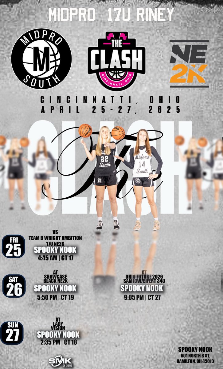 GabbyCook__'s tweet image. Game times for this weekend. Check us out at The Clash in Cincinnati, Ohio!
