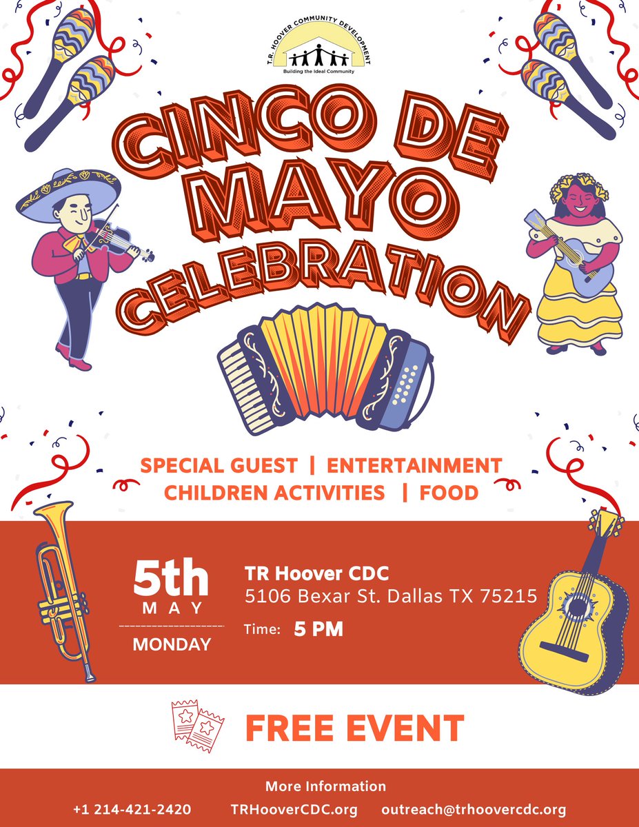 🌟🎉 Celebrate Cinco de Mayo with us! 🎉🌟
Join us on May 5th for a day filled with fun, delicious food, live music, engaging activities, and community connection. 🇲🇽🎶
We can’t wait to see you there! 🌟
Does this work for your post? Let me know if you need any tweaks! 😊