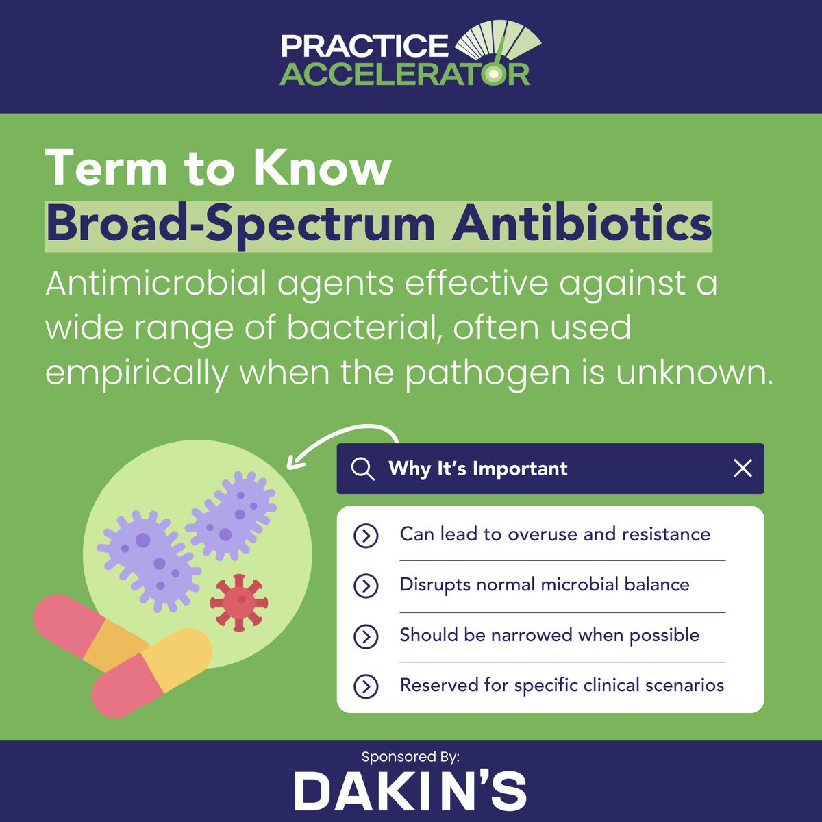 WoundSource's tweet image. 📚 Term to Know: Broad-Spectrum Antibiotics
🔗 hubs.ly/Q03jh0bk0

Sponsored by DAKIN’S | Century Pharmaceuticals

#WoundCare #PracticeAccelerator #AntimicrobialStewardship #BroadSpectrumAntibiotics #WoundHealing #AMS