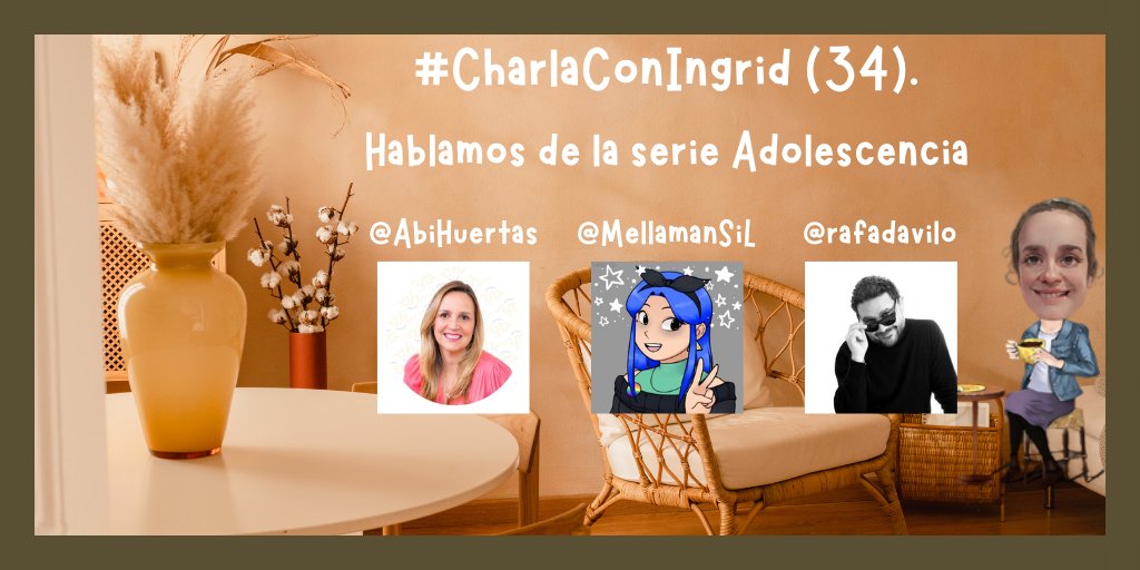 Ingrid Mosquera (@imgende) on Twitter photo 📝 Apuntad en la agenda la #CharlaConIngrid del domingo 25 de mayo. 🧐
Os avisamos con margen de tiempo, por si aún no habéis visto la serie Adolescencia.
Hablaremos de ella con <a href="/MellamanSiL/">SiL - Friki Mamá</a>, <a href="/rafadavilo/">Rafa Dávila</a> y <a href="/AbiHuertas/">Abigail Huertas🍀</a>. 📝 Apuntad en la agenda la #CharlaConIngrid del domingo 25 de mayo. 🧐
Os avisamos con margen de tiempo, por si aún no habéis visto la serie Adolescencia.
Hablaremos de ella con <a href="/MellamanSiL/">SiL - Friki Mamá</a>, <a href="/rafadavilo/">Rafa Dávila</a> y <a href="/AbiHuertas/">Abigail Huertas🍀</a>.