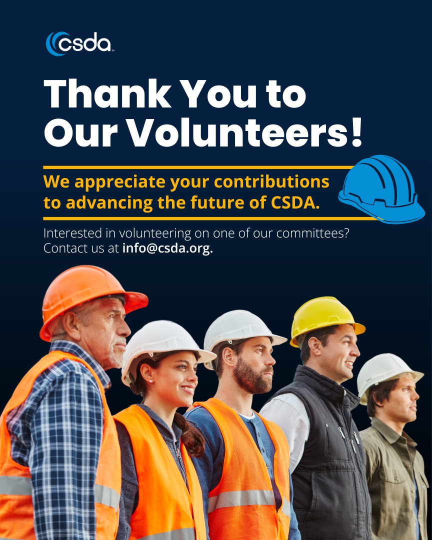 CSDA (@csdaconcrete) on Twitter photo April is National Volunteer Month, and we want to thank our dedicated volunteers for helping drive CSDA forward. Interested in joining a committee? Email info@csda.org to get involved. April is National Volunteer Month, and we want to thank our dedicated volunteers for helping drive CSDA forward. Interested in joining a committee? Email info@csda.org to get involved.