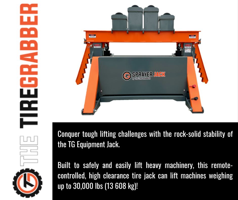 Don’t settle for less power or stability.
Get the TG Equipment Jack, the ultimate heavy equipment jack – partner to the TireGrabber.