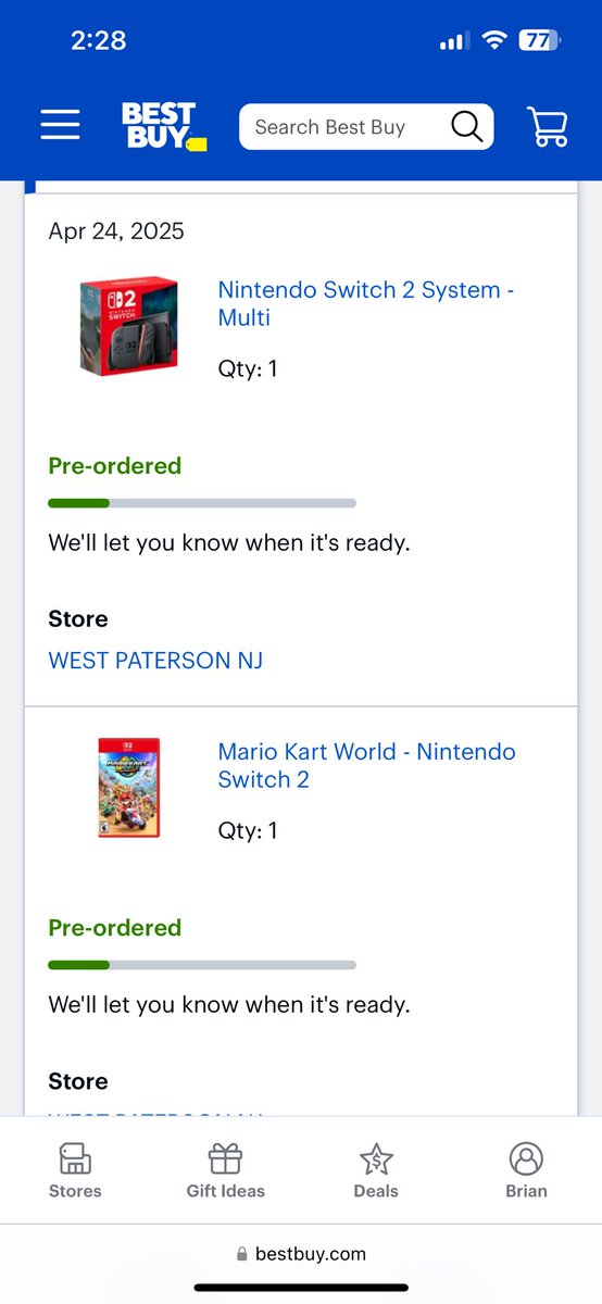 Gpk_bskilley's tweet image. Got (2) #NintendoSwitch2 #nintendoswitchbundle #mariokartworld Best Offer, console &amp;amp; Mario Kart. Thank you Best Buy &amp;amp; GameStop #bestbuy #gamestop