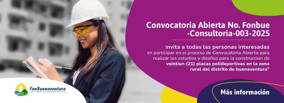 Fonbuenaventura (@fonbuenaventura) on Twitter photo 📢 Convocatoria Abierta FONBUE-CONSULTORÍA-003-2025
La <a href="/UNGRD/">UNGRD🇨🇴</a> invita a participar en el proceso que fortalece el desarrollo integral de Buenaventura.
🗓️ Publicación: 23/04/2025
🔗 Consulta detalles aquí: portal.gestiondelriesgo.gov.co/Paginas/Slide_…
#ConvocatoriaAbierta #FonBuenaventura #PIEDB 📢 Convocatoria Abierta FONBUE-CONSULTORÍA-003-2025
La <a href="/UNGRD/">UNGRD🇨🇴</a> invita a participar en el proceso que fortalece el desarrollo integral de Buenaventura.
🗓️ Publicación: 23/04/2025
🔗 Consulta detalles aquí: portal.gestiondelriesgo.gov.co/Paginas/Slide_…
#ConvocatoriaAbierta #FonBuenaventura #PIEDB