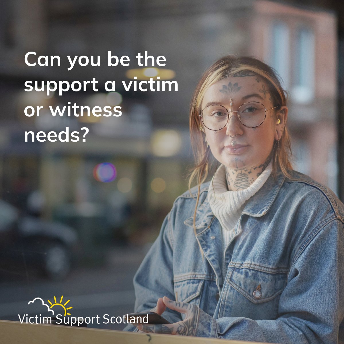 Could you be the support someone needs after experiencing crime?

We’re looking for empathetic, committed volunteers in Scotland to help victims and witnesses rebuild their confidence.

4 hours a week is all it takes to change a life. 

Join us today: victimsupport.scot/volunteertoday…