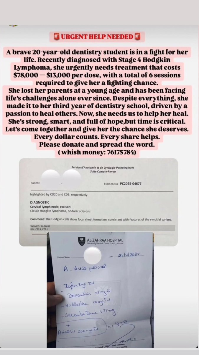 Hi everyone. A young dentistry student is battling cancer and is need of assistance. Help us spread the word. Repost
Whish money 76175784
