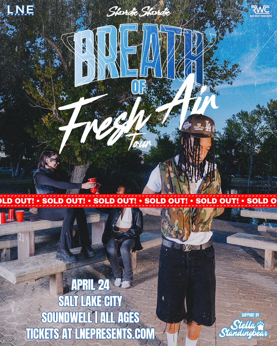 Soundwell (@soundwellslc) on Twitter photo SOLD OUT SHOW TONIGHT‼️
<a href="/Shordie_Shordie/">Shordie Shordie</a> is touchin' down in the 801 on the Breath of Fresh Air Tour!
+ Support by <a href="/MsStandingbear/">Stella Standingbear</a> 🤎
DOORS @ 7PM // ALL AGES SHOW.
Which tracks are you tryin' to hear?🎤
See you there🔥
#SoundwellSLC #LNE #ShordieShordie SOLD OUT SHOW TONIGHT‼️
<a href="/Shordie_Shordie/">Shordie Shordie</a> is touchin' down in the 801 on the Breath of Fresh Air Tour!
+ Support by <a href="/MsStandingbear/">Stella Standingbear</a> 🤎
DOORS @ 7PM // ALL AGES SHOW.
Which tracks are you tryin' to hear?🎤
See you there🔥
#SoundwellSLC #LNE #ShordieShordie