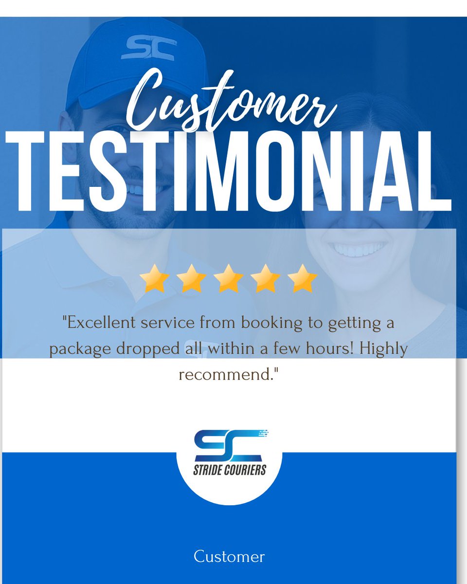 Stride Couriers – Always One Stride Ahead.

stridecouriers.co.uk
📞 0330 223 5073
bookings@stridecouriers.com

#ClientTestimonial #CustomerLove #LightHaulage #CourierServiceUK #ReliableCourier #AlwaysOneStrideAhead #UKCourier #TrustedCourier #OnTimeEveryTime