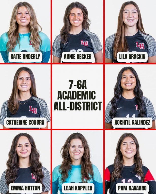 LHGirlsSoccer's tweet photo. Congrats to these players on being named District 7-6A Academic All District. We are so proud of you! #LHGS #GoCats https://t.co/EOfxwyQsoZ