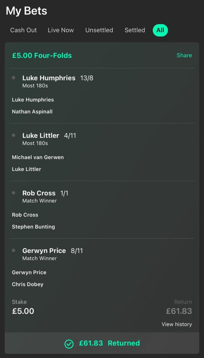 Doing well with the darts so far tonight… 😍

One of our premium subs just messaged us his winning slip, with selections he made from our data!! Love it! 😏

Come and join the community here, it’s free!! 👉 t.me/+Z1Z26J2RyvQ1Z…