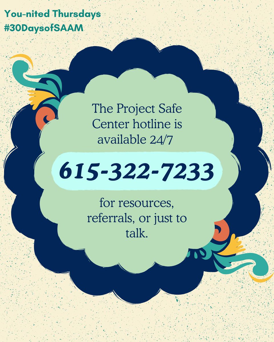 VUProjectSafe's tweet image. We work everyday to support Survivors in our community. As a reminder, we&apos;re here 24/7 on our hotline if you need us. #30DaysofSAAM #Day24 @nsvrc #SupportingSurvivors