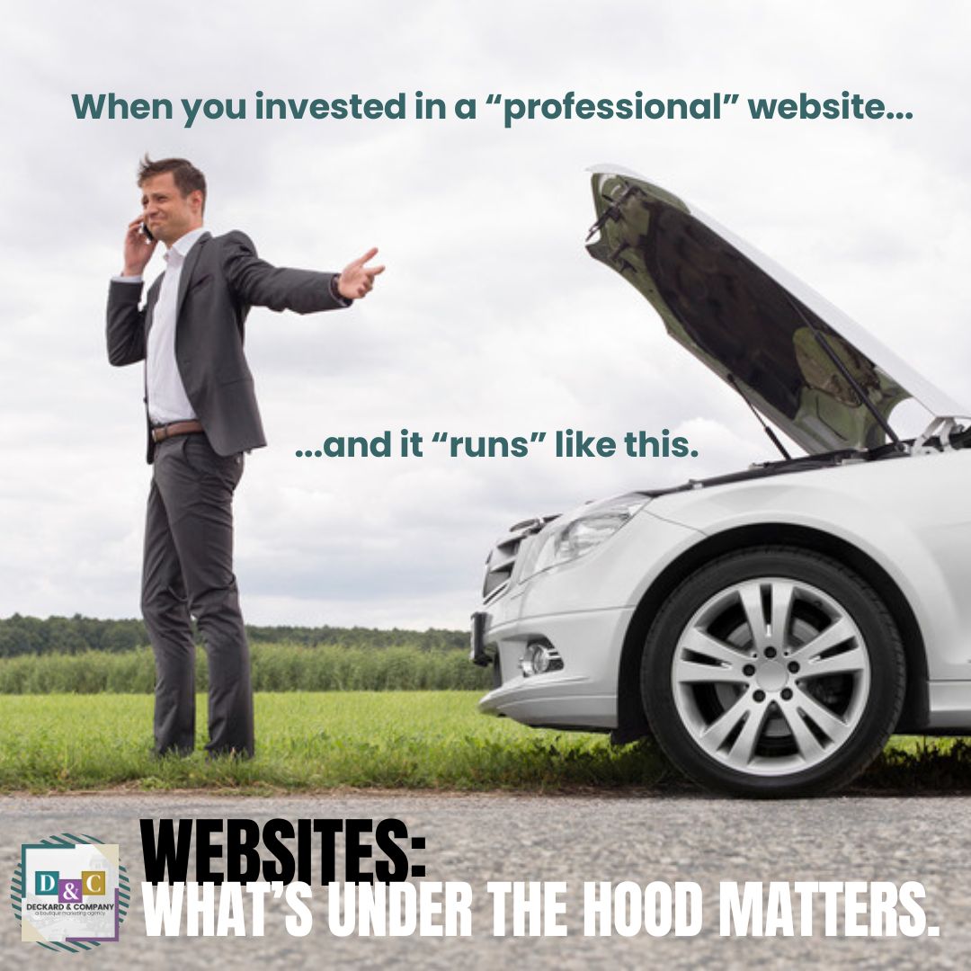 DeckardCompany's tweet image. #ThursdayThoughts You absolutely want a website that looks beautiful and professional. But what really matters is its backend... 🍑

#backendproblems #websiteoverhaul #webdesigner #webdesign #bradentonwebdesign #elkparkwebdesign #bannerelkwebdesign